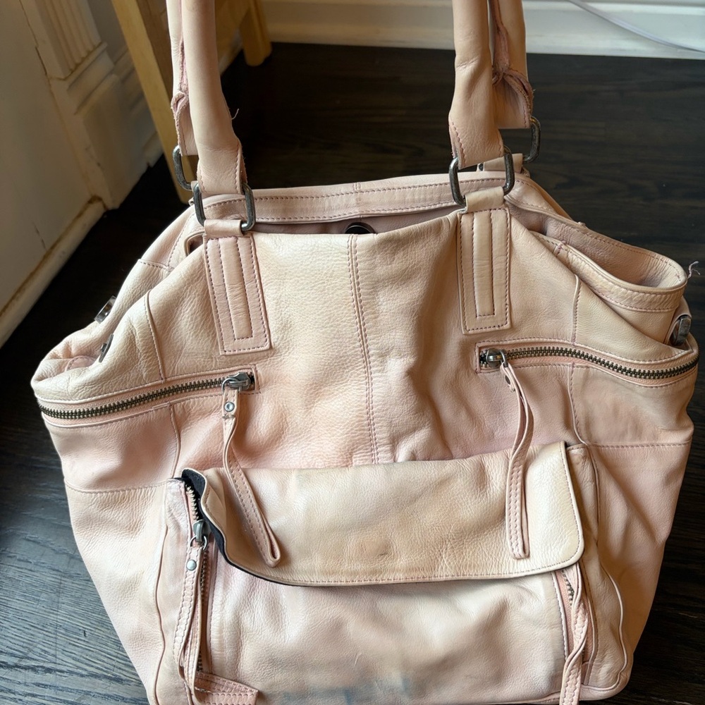 Elegant Pink Leather Tote Bag